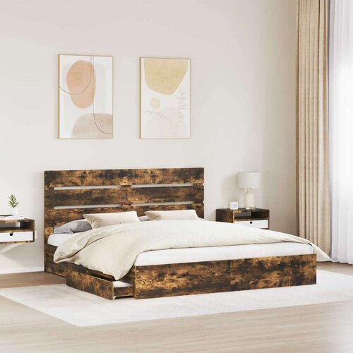  Krevet s od storage s uzglavljem Dimljeni hrast 180 x 200 cm Slike