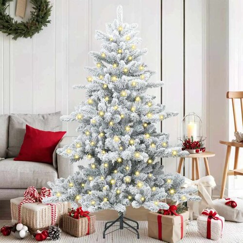 vidaXL Umjetno božićno drvce s nogom s 150 LED dioda Bijelo 150 cm PVC Cene