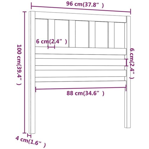 VidaXL uzglavlje za krevet 96 x 4 x 100 cm od masivne borovine Slike