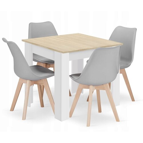  Set kvadratnog stola 80x80 sonoma hrast + 4 sive MARK stolice Cijene