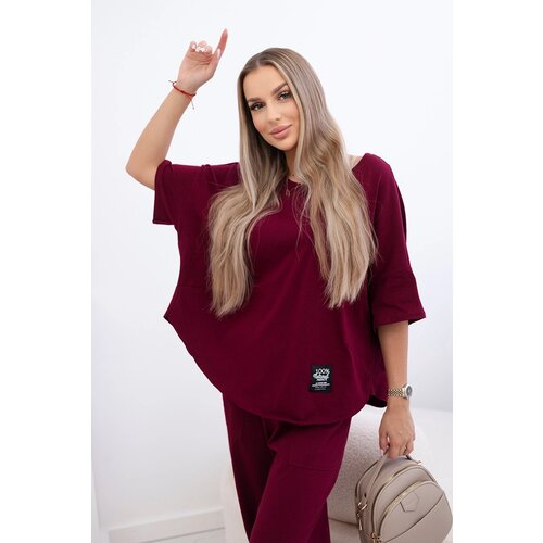 Kesi Włoski Cotton set blouse + trousers burgundy Cijene