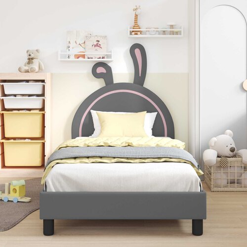  Krevet za djecu s uzglavljem Svjetlosiva 80 x 200 cm PU Slike