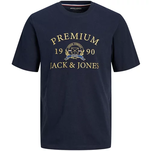 Jack & Jones Majica 'DAVE' moder denim / temno modra / zlato-rumena / bela
