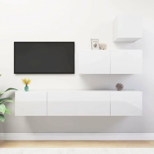  Komplet TV omaric 4-delni visok sijaj bela iverna plošča, (20733737)