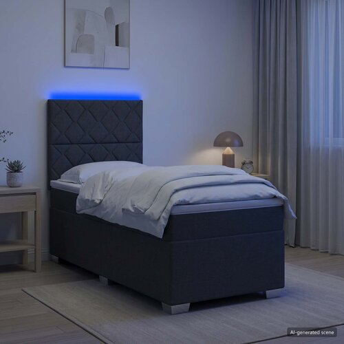  Krevet s box springom, madracem i LED-om Tamnosiva 90 x 190 cm Cijene