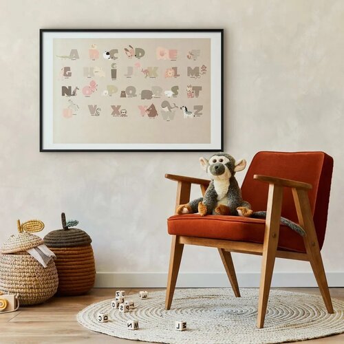  Plakat - Beige Alphabet 90x60 Crni okvir s margom Slike