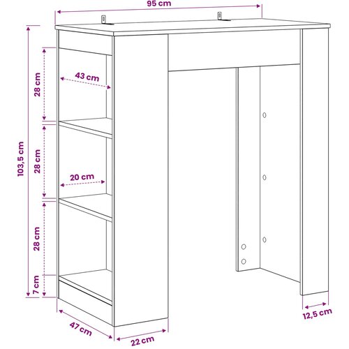  Stol za bar 95 x 47 x 103,5 cm Konstruirano drvo Crni hrast Slike