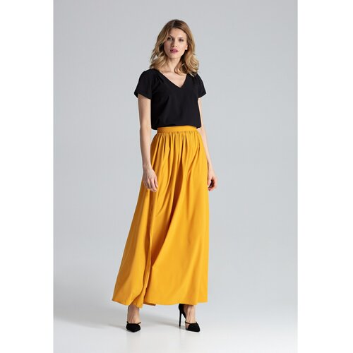 Figl Woman's Skirt M666 Mustard crna | narandžasta Slike