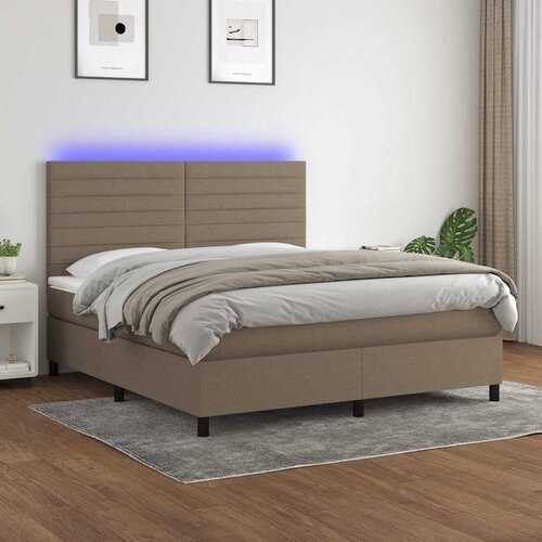  Krevet box spring s madracem LED smeđesivi 180x200 cm tkanina Cijene
