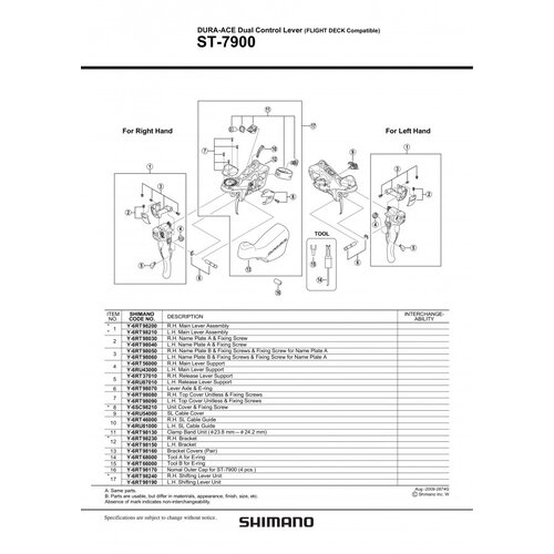 Shimano plastika i zavrtanj ručica menjača/kočnica ST7900 left &amp;amp; fixing screw Y6RT98040 Slike