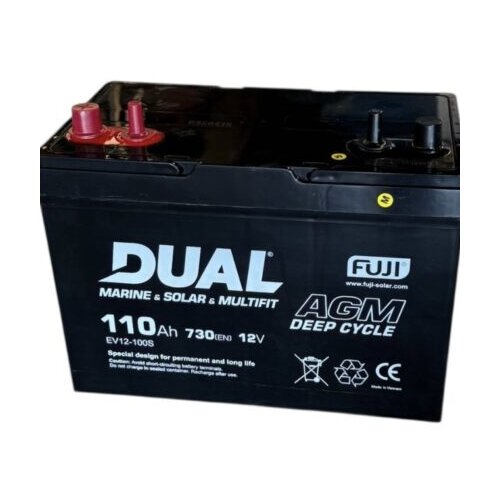 Fuji SOLAR DUAL MARINE 110Ah 12V 730EN AGM Deep Cycle baterija Slike