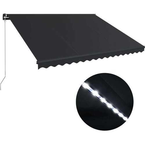  Tenda na ručno uvlačenje s LED svjetlima 450 x 300 cm antracit Slike