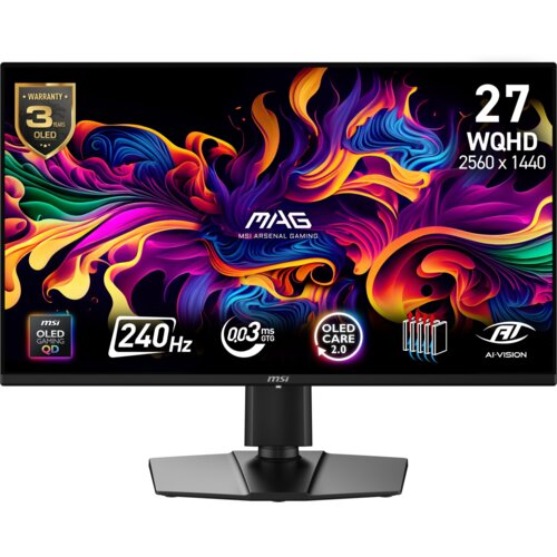 MSI MAG 274QP QD-OLED X24 računalni monitor 67,3 cm (26.5") 2560 x 1440 pikseli Wide Quad HD Črna Cene