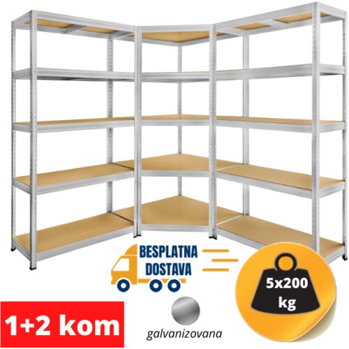 Medacom komplet ugaona polica 180x90x90x45cm, 5x250kg + dve police 180x90x45cm, 5x200kg Cene