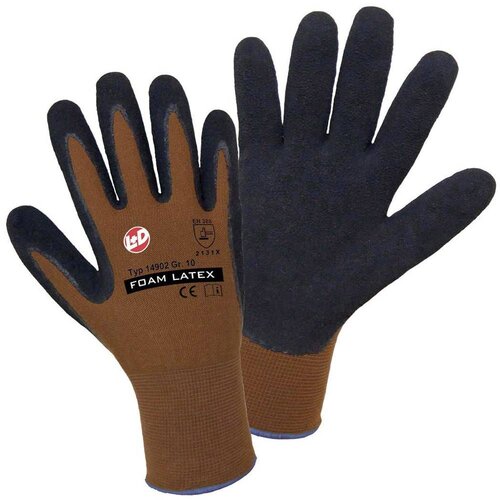 L+D worky Fino pletene rokavice FOAM LATEX, DE 12 parov, rjave/črne barve, velikost 7 Cene
