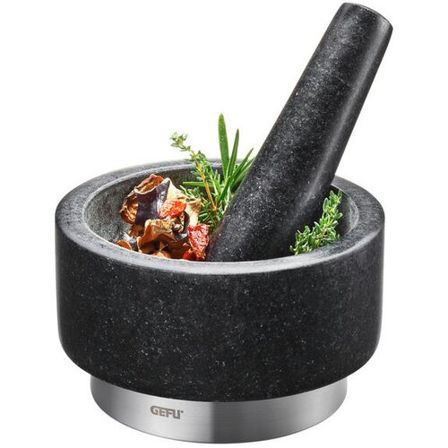 Gefu 35300 mortar /pestle Black, Stainless steel Granite, Stainless steel Slike