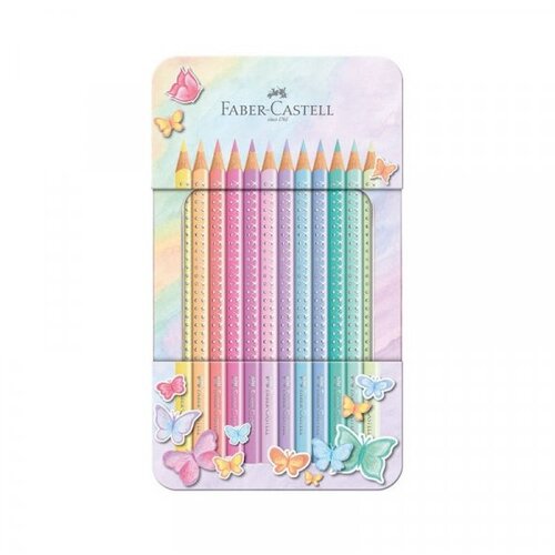 Faber faber-castell: sparkle set od 12 pastelnih drvenih bojica u metalnoj kutiji Cene