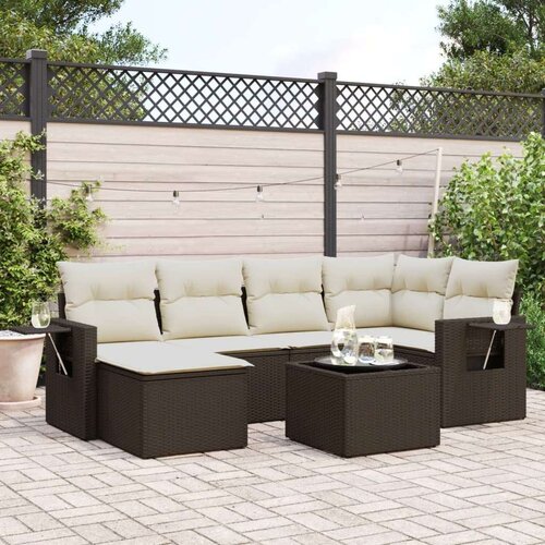 vidaXL 7-dijelni set vrtnih sofa od poliratana s jastucima smeđi Cijene