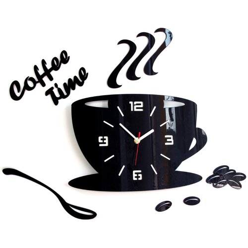  Moderne stenske ure COFFE TIME 3D BLACK NH045-black (stenske) Slike