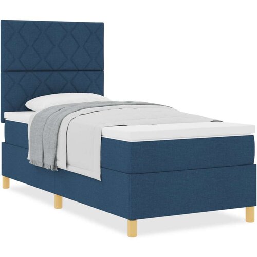 vidaXL Box Spring Krevet s madracem Plava 90x200 cm Tkanina Cene