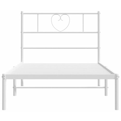  Metalni okvir za krevet s uzglavljem bijeli 100x190 cm Slike