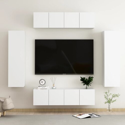 TV 6-dijelni set TV ormarića bijeli od iverice Slike