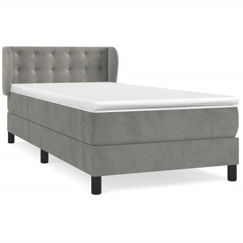 Maison Chic Box spring postelja - Vzmetna postelja z vzmetnico svetlo siv 90x190 cm žamet SL5646, (21904790) Slike