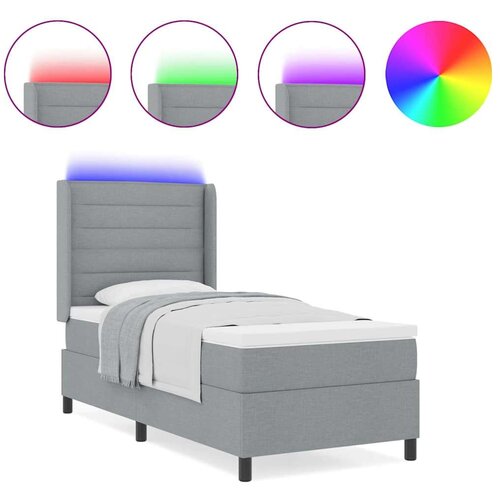  Krevet s oprugama i madracem &amp;amp;amp LED svjetlosiva 100 x 200 cm tkanina Slike