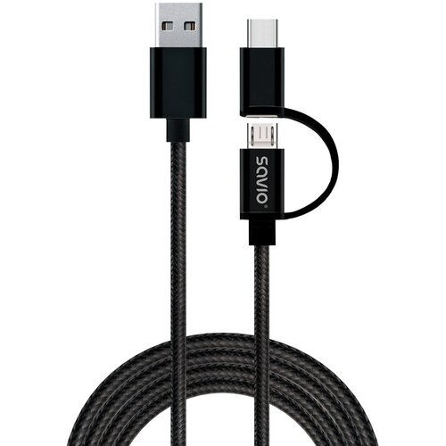 Savio CL-128 USB cable USB 2.0 1 m USB A USB C/Micro-USB A Black Slike