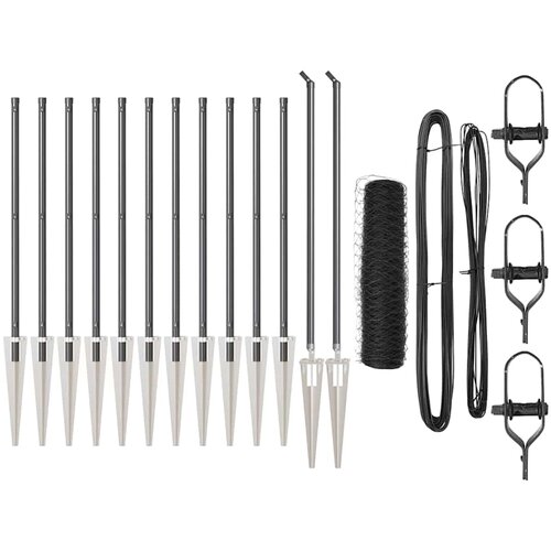 VidaXL set ograde Set od 2 Siva Metal 25 x 0.5 m Izdržljivo Ograda Slike