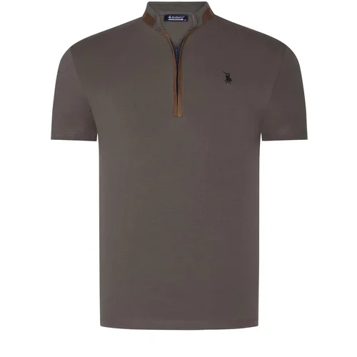 Dewberry T8571 ZIPPERED MEN'S T-SHIRT-PLAIN KHAKI