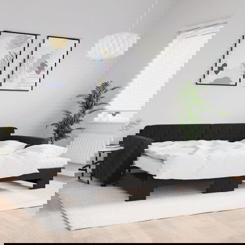 vidaXL Dnevni krevet na razvlačenje s madracima crni 100x200 cm baršun Cijene