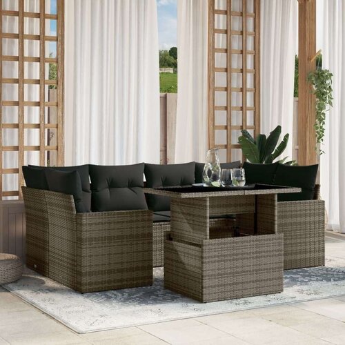  7-dijelni set vrtnih sofa sivi od poliratana Slike