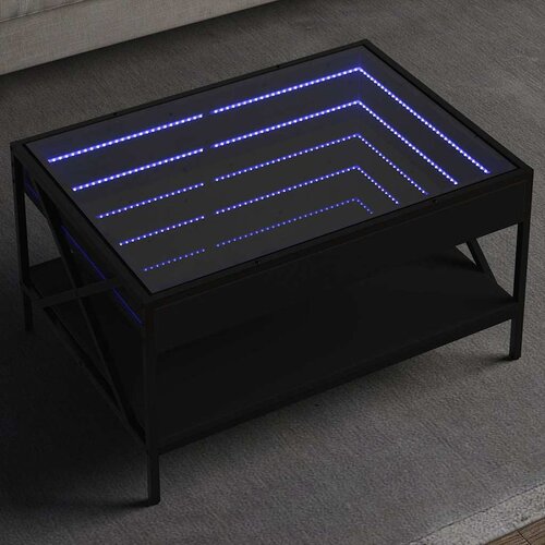  Stolić za kavu s beskonačnim LED svjetlima crni 70x50x38 cm Cene