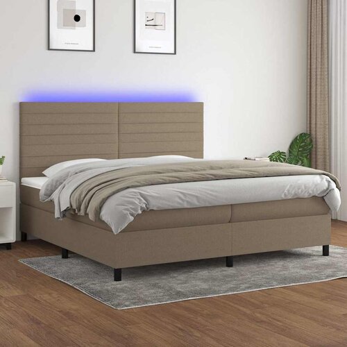 box spring s madracem LED smeđesivi 200x200 cm tkanina Cijene