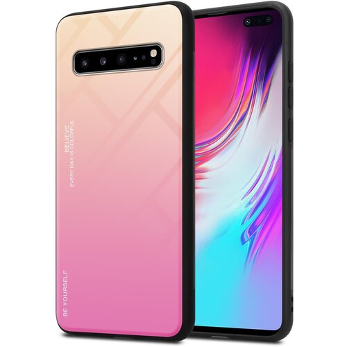 Cadorabo Ohi&scaron;je, združljiv s Samsungom v rumeni - roza - dvobarvni za&scaron;čitni pokrov iz silikona TPU in hrbta iz kaljenega stekla, (20573673) Cene