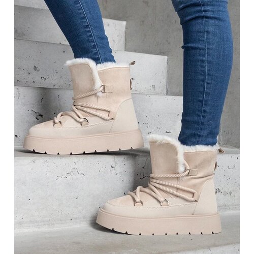  Beige platform snow boots insulated with fur Andra Slike