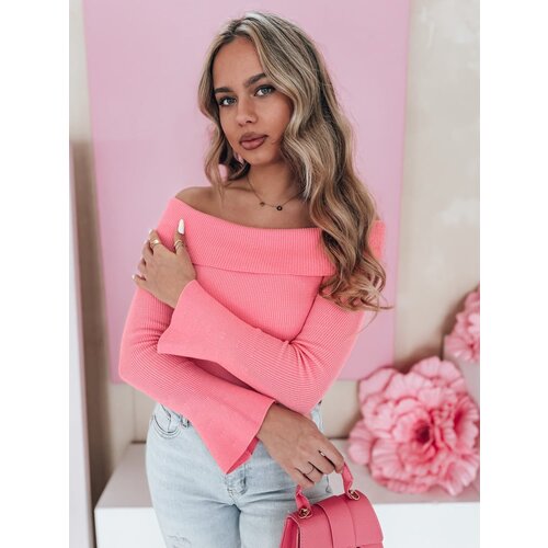DStreet Sweter damski one size z odkrytymi ramionami SHOWIT r&amp;oacute;żowy Slike