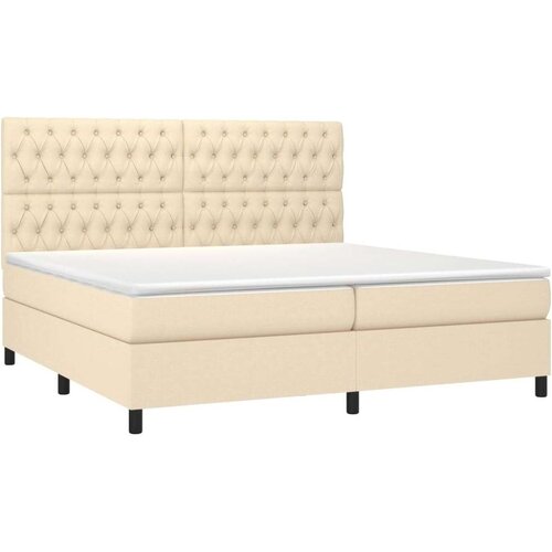VidaXL Krevet s oprugama i madracem krem 200 x 200 cm od tkanine Slike