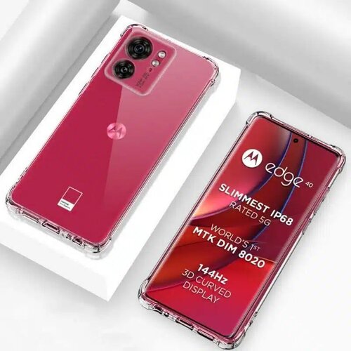  Silikonski ovitek z ojačanimi robovi za Motorola Edge 40/Edge (2023) - Prozorna Slike