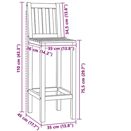 Barska stolica 2 pcs smeđa čvrsto teak drvo Slike