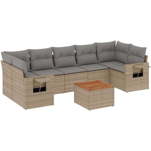 VidaXL 8-dijelni set vrtnih sofa s jastucima bež od poliratana Slike