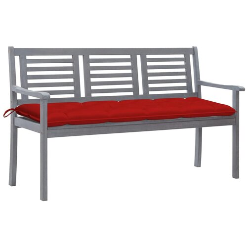 The Living Store Vrtna klop za 3 osebe z blazino 150 cm siv evkaliptusov les - Klop, (21459838) Slike