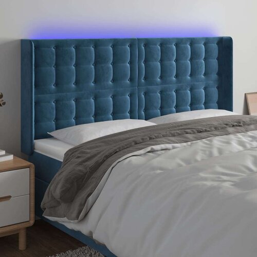  Posteljno vzglavje temno modro 203x16x118/128 cm žamet Slike
