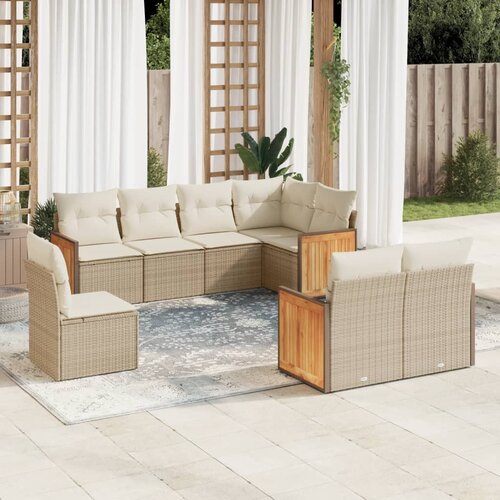 VidaXL 8-dijelni set vrtnih sofa od poliratana s jastucima bež Slike