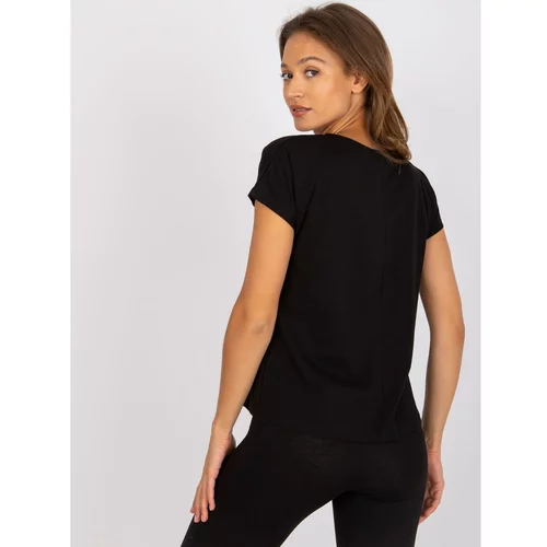 Fashion Hunters Black women's T-shirt with short sleeves basic made of Arlette cotton