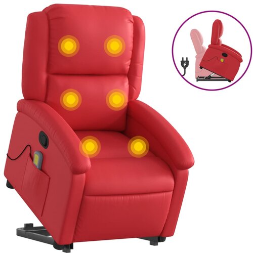 Maison Chic masažni naslanjač - Relax naslanjač s funkcijo vstajanja rdeče umetno usnje, (22061068) Cene