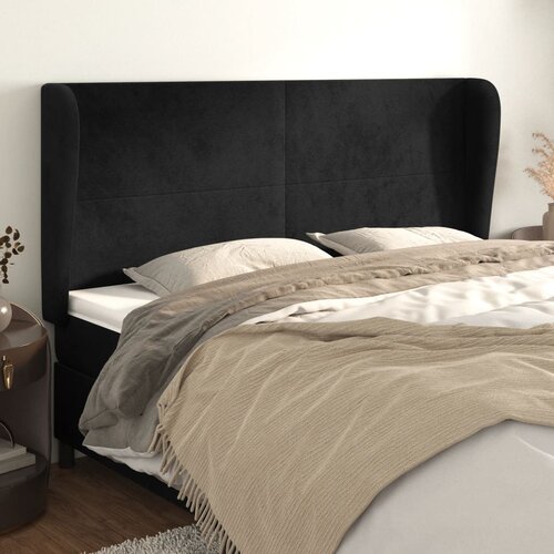  Uzglavlje s u&scaron;ima crno 183x23x118/128 cm bar&scaron;unasto Cijene
