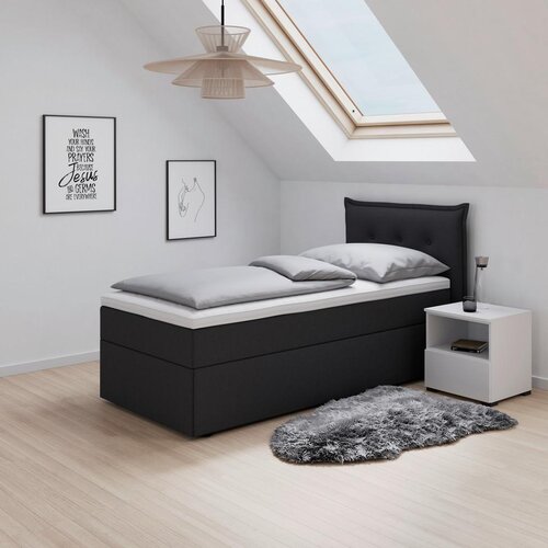 Bessagi Home Postelja Z Vzmetnico Polo, Temno Siva, Nadvložek, 90x200 Slike