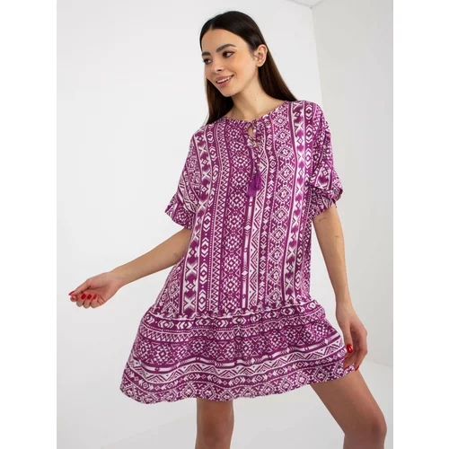 Fashion Hunters purple boho dress with viscose patterns SUBLEVEL